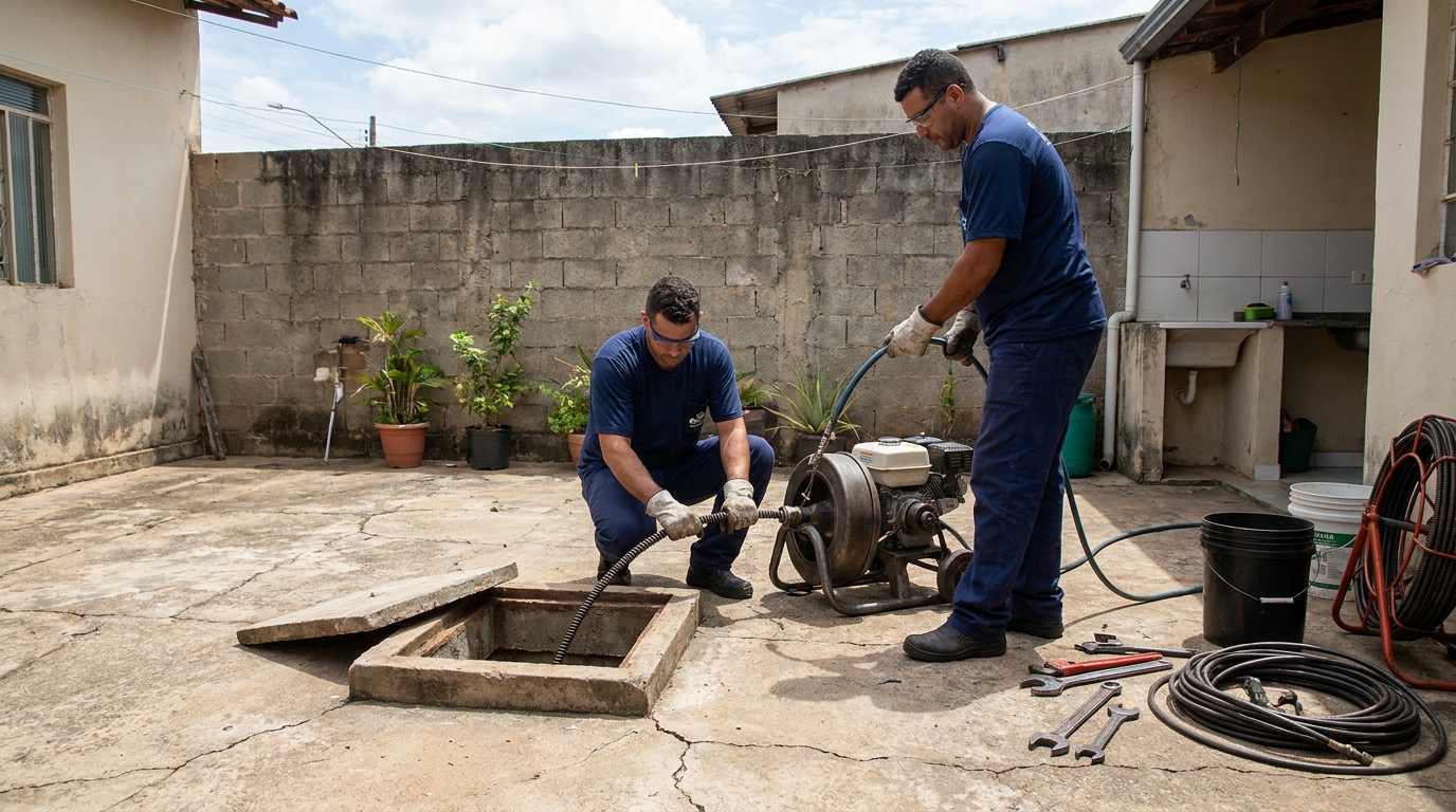 Desentupimento de esgoto residencial em Aracaju‑SE