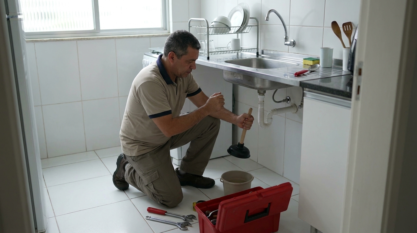 Desentupimento de pia residencial em Aracaju‑SE