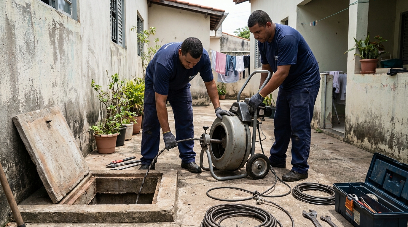 Desentupimento de rede de esgoto em Aracaju‑SE