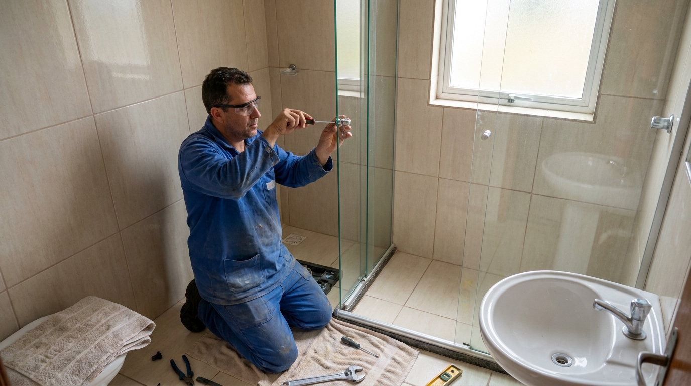 Técnico realizando manutenção de box em Aracaju‑SE